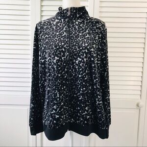 GEORGE Plus Black Gray Cheetah Print Zip Up Jacket Size 2X